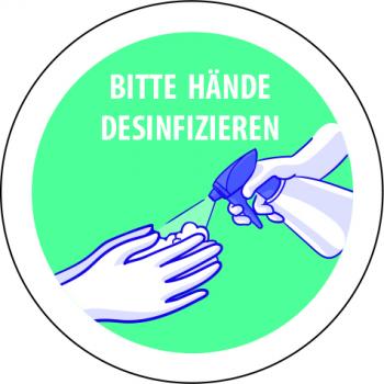 Corona Aufkleber Hände desinfizieren